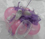 Peso para globos con detalle de plumas y pajarito